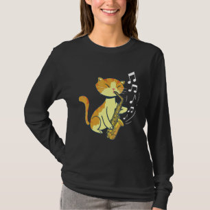 Eine Niedliche Katze, die das Saxophon spielt T-Shirt