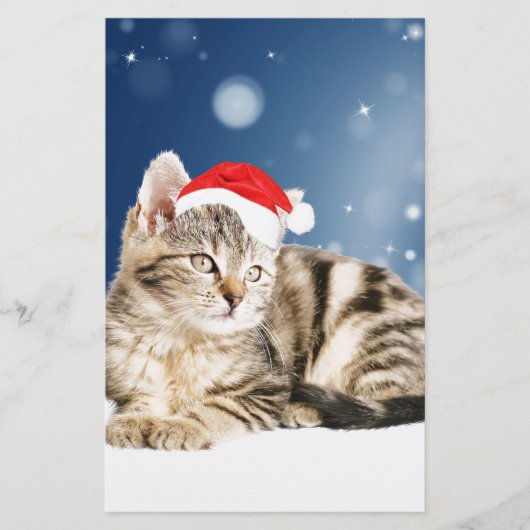 Eine Niedliche Katze, die einen Weihnachtsschnee i Briefpapier (Vorderseite)
