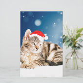 Eine Niedliche Katze, die einen Weihnachtsschnee i Briefpapier (Stehend Vorderseite)