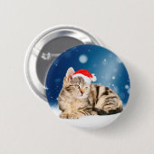 Eine Niedliche Katze, die einen Weihnachtsschnee i Button (Vorne & Hinten)