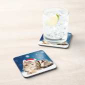 Eine Niedliche Katze, die einen Weihnachtsschnee i Getränkeuntersetzer (Rechte Seite)