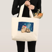 Eine Niedliche Katze, die einen Weihnachtsschnee i Jumbo Stoffbeutel (Vorderseite (Produkt))