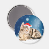Eine Niedliche Katze, die einen Weihnachtsschnee i Magnet (Vorderseite/Rückseite)