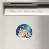 Eine Niedliche Katze, die einen Weihnachtsschnee i Magnet (In Situ (Geschirrspüler))