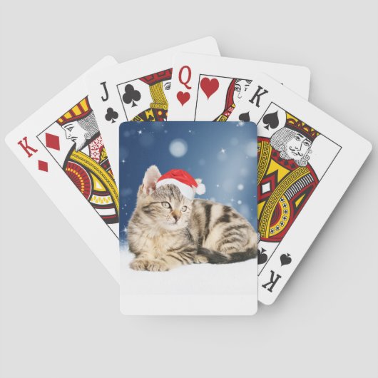 Eine Niedliche Katze, die einen Weihnachtsschnee i Spielkarten (Rückseite)
