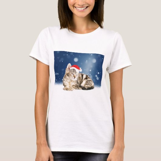 Eine Niedliche Katze, die einen Weihnachtsschnee i T-Shirt (Vorderseite)