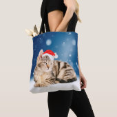 Eine Niedliche Katze, die einen Weihnachtsschnee i Tasche (Von Nahem)