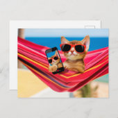 Eine niedliche Katze lag in einer Hängematte Postkarte (Vorne/Hinten)