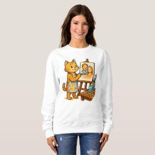 Eine niedliche Katze malt ein Portrait ihres T - S Sweatshirt