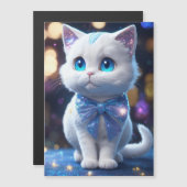 Eine niedliche Katze mit blauem Silberbob Magneteinladung (Vorne/Hinten)