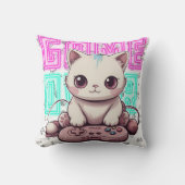 Eine Niedliche Kawaii Gamer Cat, Spiel über Kissen (Vorderseite)