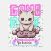 Eine Niedliche Kawaii Gamer Cat, Spiel über Print Fleecedecke (Vorderseite)