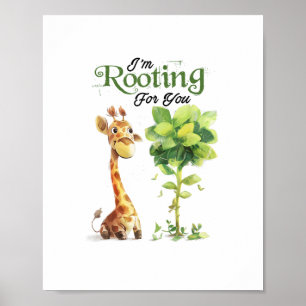 Eine Niedliche kleine Giraffe mit dem Baum, rutsch Poster