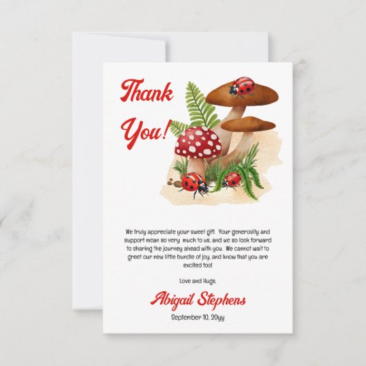 Eine Niedliche kleine Ladybug ist auf dem Weg zur Dankeskarte (Vorderseite)