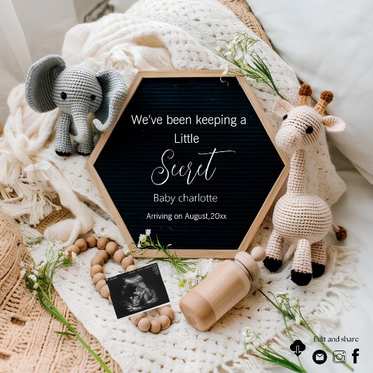 Eine niedliche neutrale Schwangerschaftsankündigun Einladung