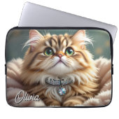 Eine Niedliche Personalisierte Fluffy Tabby Cat Laptopschutzhülle (Vorderseite)