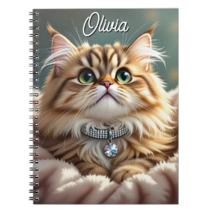 Eine Niedliche Personalisierte Fluffy Tabby Cat Notizblock