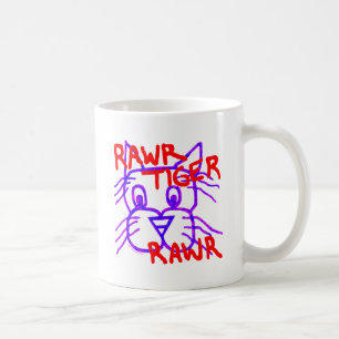 Eine niedliche Rawr Tiger Rawr Cartoon-Katze Kaffeetasse