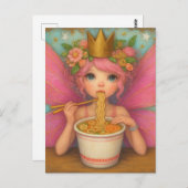 Eine Niedliche, rosa Fee, die Ramen isst Postkarte (Vorne/Hinten)