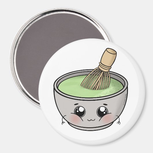 Eine niedliche Schüssel Matcha Tee - Kawaii Magnet (Vorderseite/Rückseite)