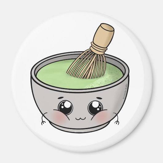 Eine niedliche Schüssel Matcha Tee - Kawaii Magnet (Vorne)