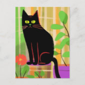 Eine Niedliche schwarze Katze Postkarte (Vorderseite)