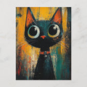 Eine niedliche schwarze Katze Postkarte (Vorderseite)