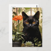 Eine Niedliche schwarze Katze Postkarte (Vorne/Hinten)