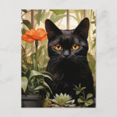 Eine Niedliche schwarze Katze Postkarte (Vorderseite)