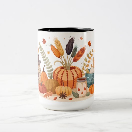Eine niedliche Tasse mit Herbstdruck (Mittel)