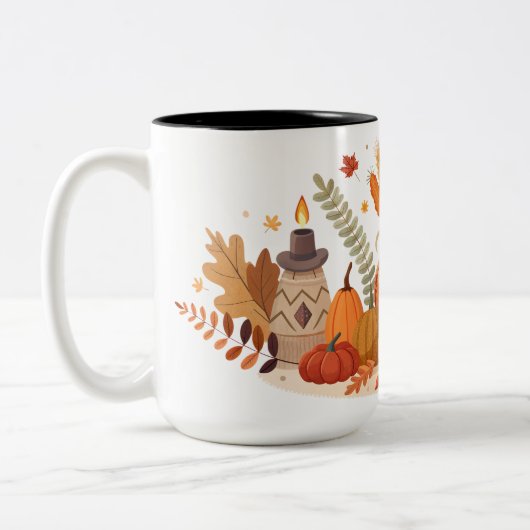 Eine niedliche Tasse mit Herbstdruck (Links)
