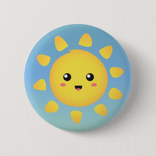 Eine niedliche und glückliche Sonne, die hell leuc Button (Vorderseite)