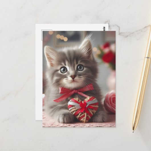 Eine niedliche Valentine Kitten Postkarte (Vorderseite/Rückseite Beispiel)