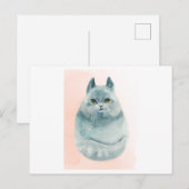 Eine niedliche Wasserfarbe einer Katze Postkarte (Vorne/Hinten)