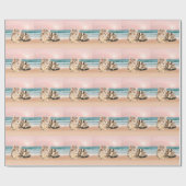 Eine Niedlichere gestreifte Katze am Strand mit So Geschenkpapier (Flach)