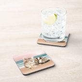 Eine Niedlichere gestreifte Katze am Strand mit So Untersetzer (Rechte Seite)