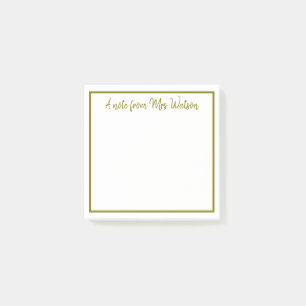 eine Note aus dem Namen des Lehrers einfache minim Post-it Klebezettel