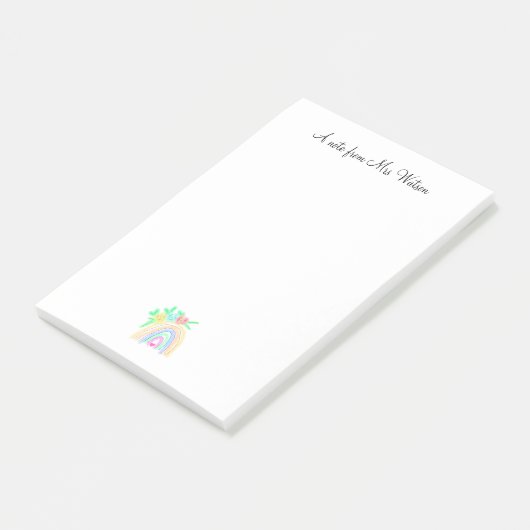 eine Note von Lehrername einfache minimale Regenbo Post-it Klebezettel (angewinkelt)