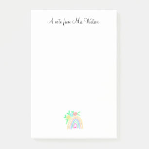 eine Note von Lehrername einfache minimale Regenbo Post-it Klebezettel