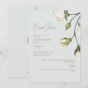 Eine Note von Rosa-Sage Botanische Hochzeitsdusche Einladung