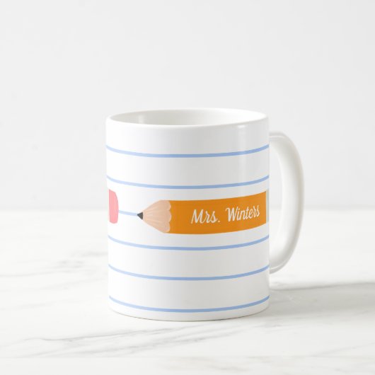 Eine Notiz aus gelbem Bleistift.. lehrt Geschenk. Kaffeetasse (VorderseiteRechts)