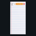 Eine Notiz aus gelbem Bleistift.. lehrt Geschenk. Magnetischer Notizblock<br><div class="desc">Personalisierte Note gelb Bleistift-Lehrer-Geschenk</div>