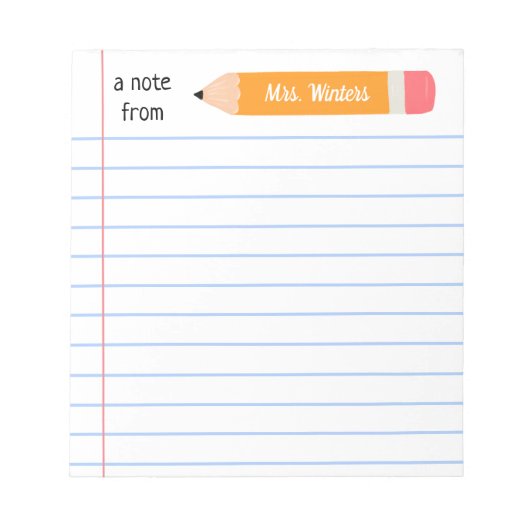 Eine Notiz aus gelbem Bleistift.. lehrt Geschenk. Notizblock (Vorderseite)