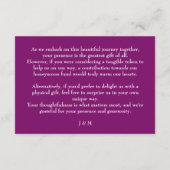 Eine Notiz über Geschenke Fuchsia Verzauberung: Wa Begleitkarte (Rückseite)