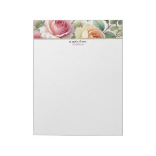 Eine Notiz vom Personalisierten Floral Roses Notiz Notizblock