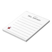 Eine Notiz von Lehrer Name 123 ABC Apfel Lined Notizblock (Rotiert)