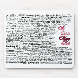 Eine Ode zu vielem Schriftart Mousepad