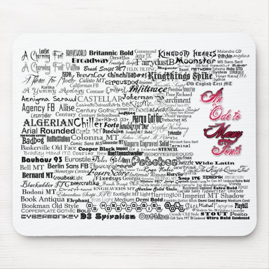 Eine Ode zu vielem Schriftart Mousepad (Vorne)