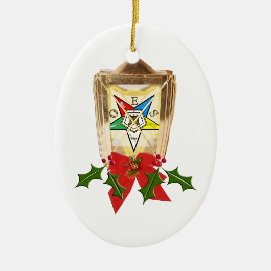 Eine OES Feiertags-Laterne Keramikornament (Vorne)