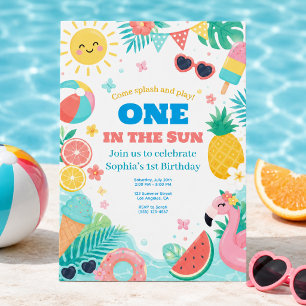 Eine „One in the Sun“ Poolparty-Einladung zum 1. G Einladung